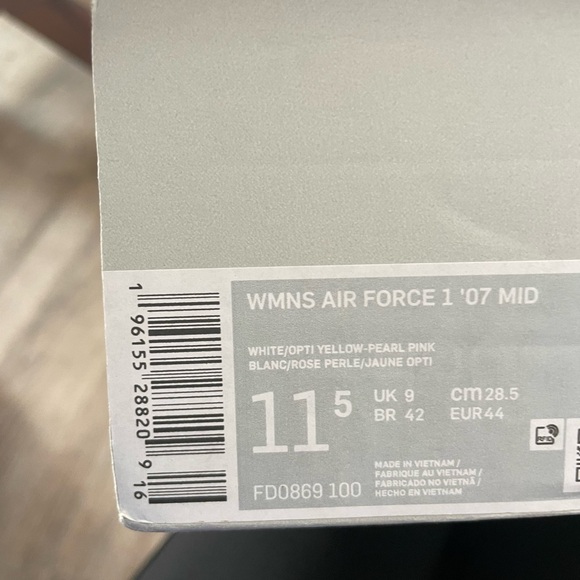 Nike Womens Air Force 1 07 Mid Feel Love S White Pearl Pink Sz 11.5 FD0869-100 - Picture 5 of 5